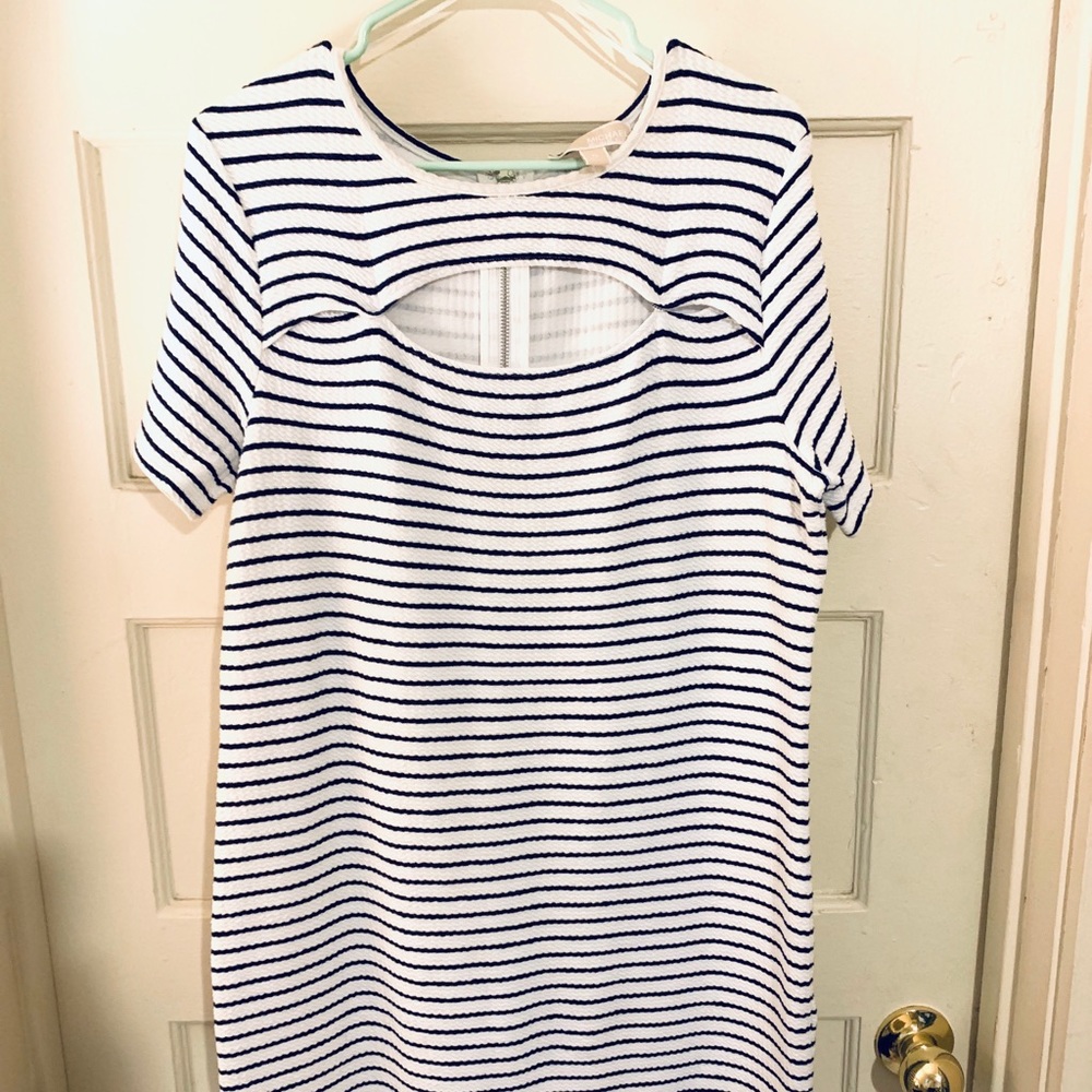 Stretchy Michael Kors Navy/White Striped dress